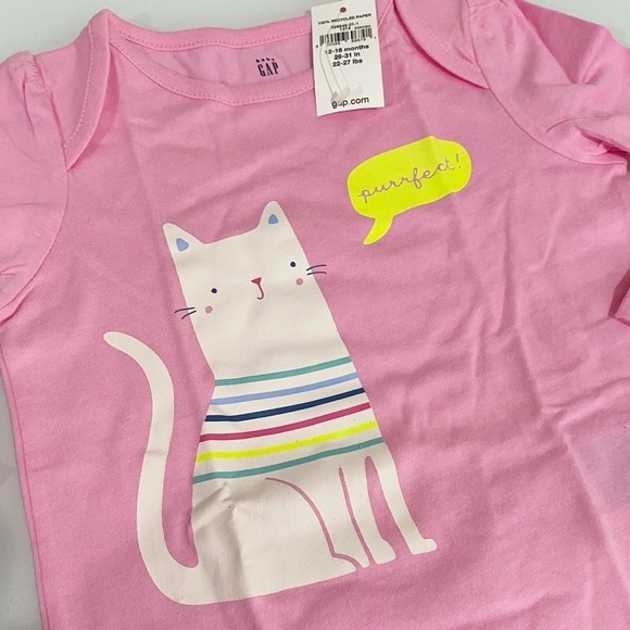 GAP Baby Graphic Bodysuit Parisian Pink Cat NEW Size 12-18 Months - Picture 9 of 9